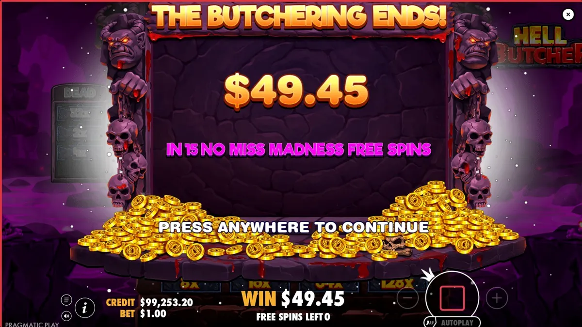 Tampilan visual slot Hell Butcher dengan tema horor dan koki iblis